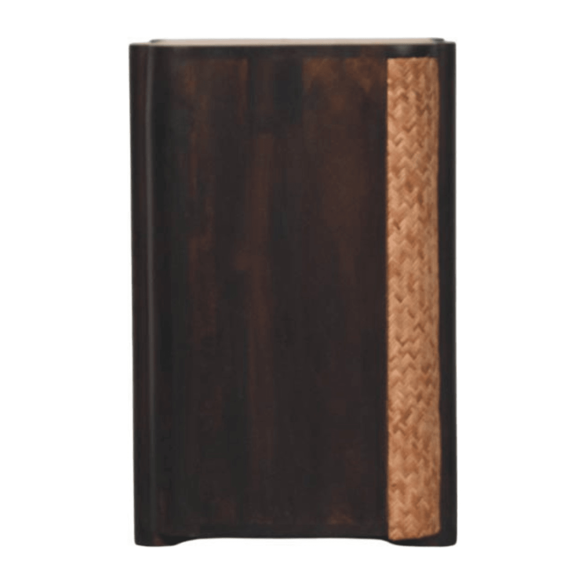 Artisan Furniture Solid Wood Rattan Curve Edge Nightstand, 2 Drawers, 1 Shelf, Brown | Luxury Home Accessories | Heulog Glow