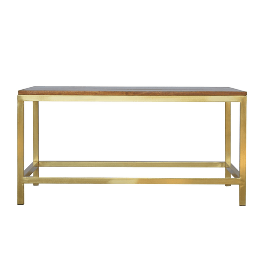 Artisan Furniture Solid Wood Rectangle Gold Coffee Table | Luxury Home Accessories | Heulog Glow