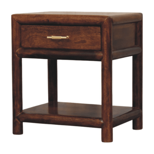 Artisan Furniture Solid Wood Regency Chestnut Nightstand, 1 Drawer, 1 Shelf, Dark Brown | Luxury Home Accessories | Heulog Glow