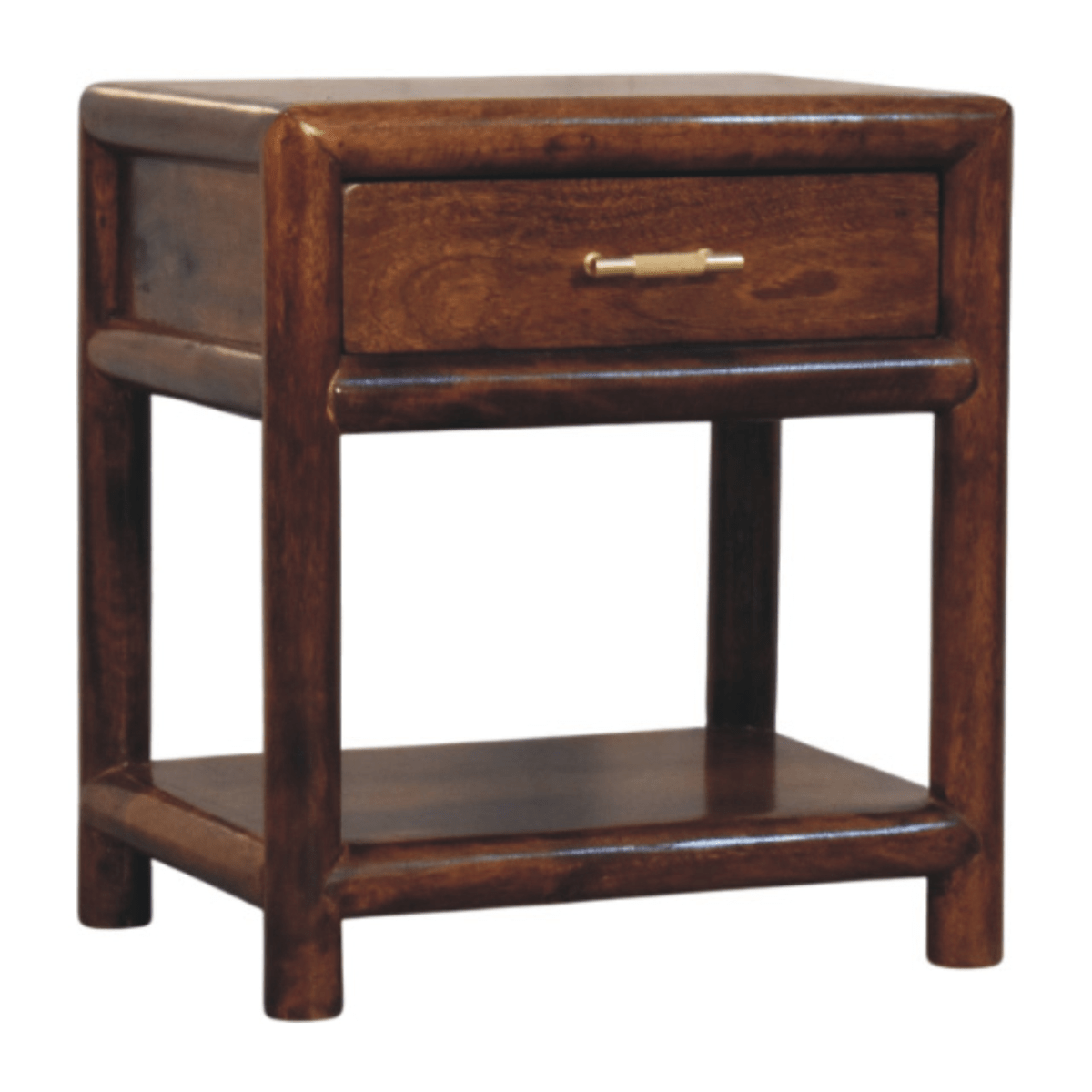 Artisan Furniture Solid Wood Regency Chestnut Nightstand, 1 Drawer, 1 Shelf, Dark Brown | Luxury Home Accessories | Heulog Glow