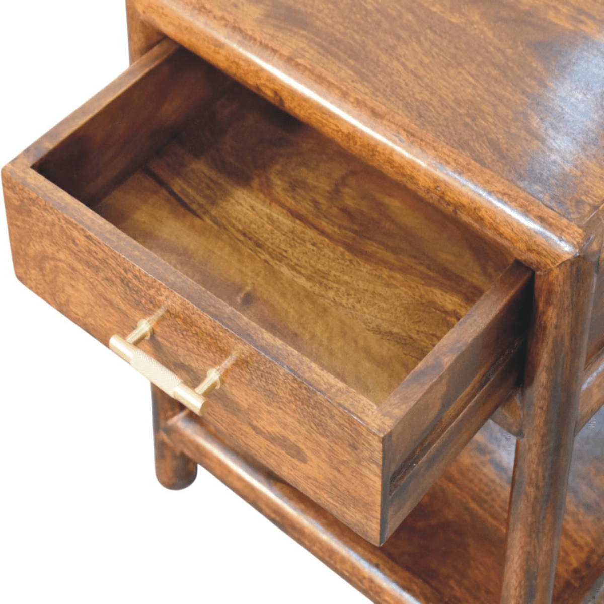 Artisan Furniture Solid Wood Regency Chestnut Nightstand, 1 Drawer, 1 Shelf, Dark Brown | Luxury Home Accessories | Heulog Glow