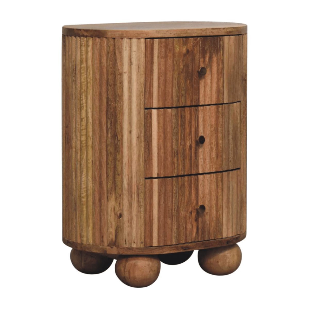 Artisan Furniture Solid Wood Soba Ball 3 Drawer Bedside | Luxury Home Accessories | Heulog Glow