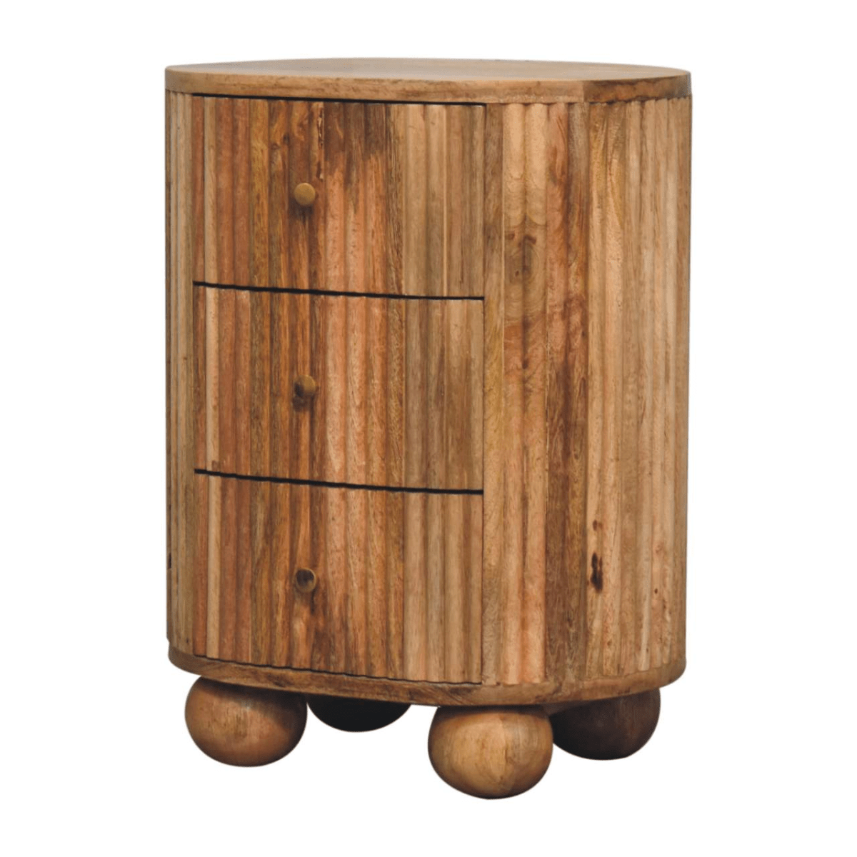 Artisan Furniture Solid Wood Soba Ball 3 Drawer Bedside | Luxury Home Accessories | Heulog Glow