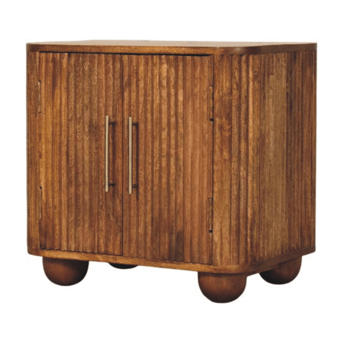 Artisan Furniture Solid Wood Solis Fluted Mini Sideboard, 2 Doors, 2 Shelves, Beige | Luxury Home Accessories | Heulog Glow