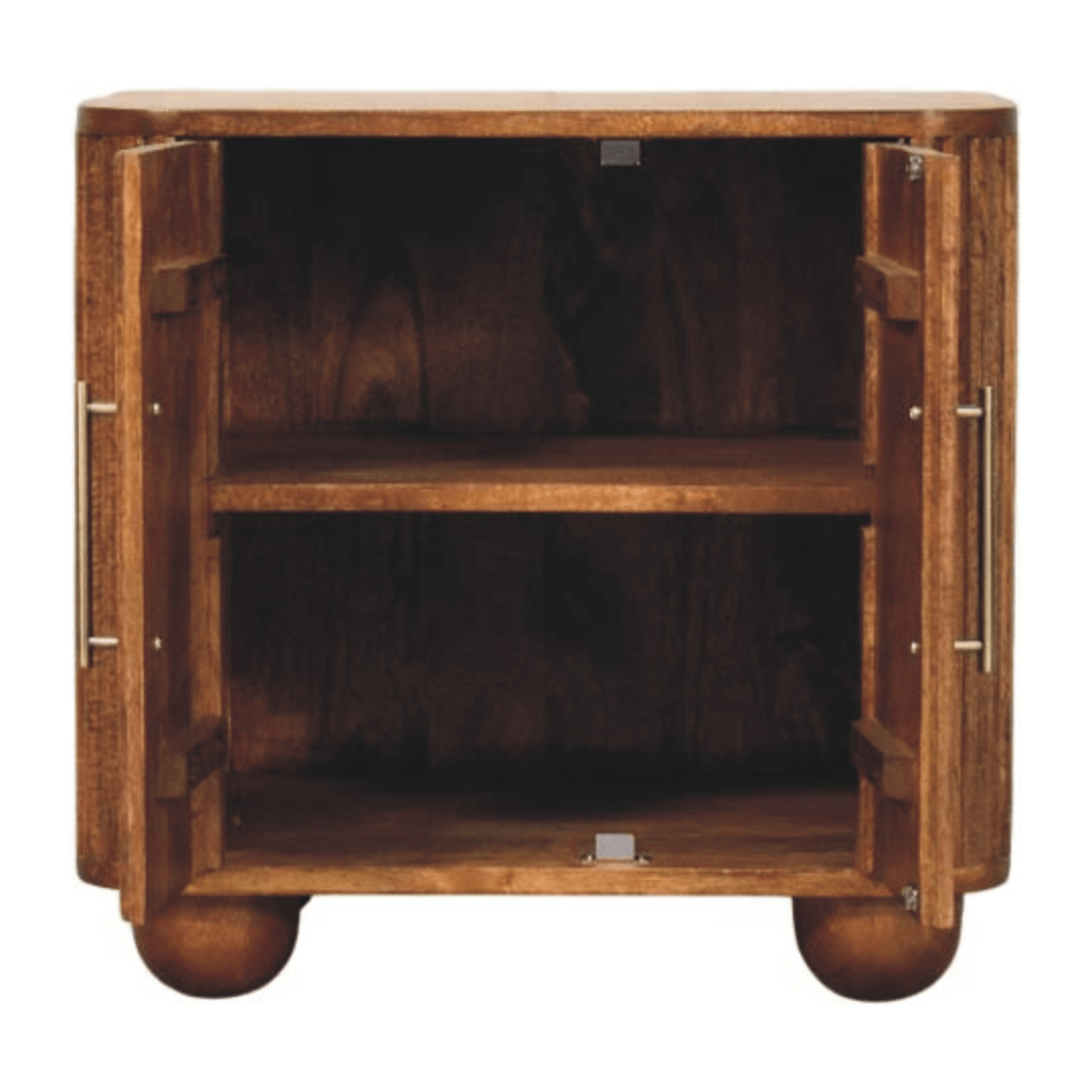 Artisan Furniture Solid Wood Solis Fluted Mini Sideboard, 2 Doors, 2 Shelves, Beige | Luxury Home Accessories | Heulog Glow