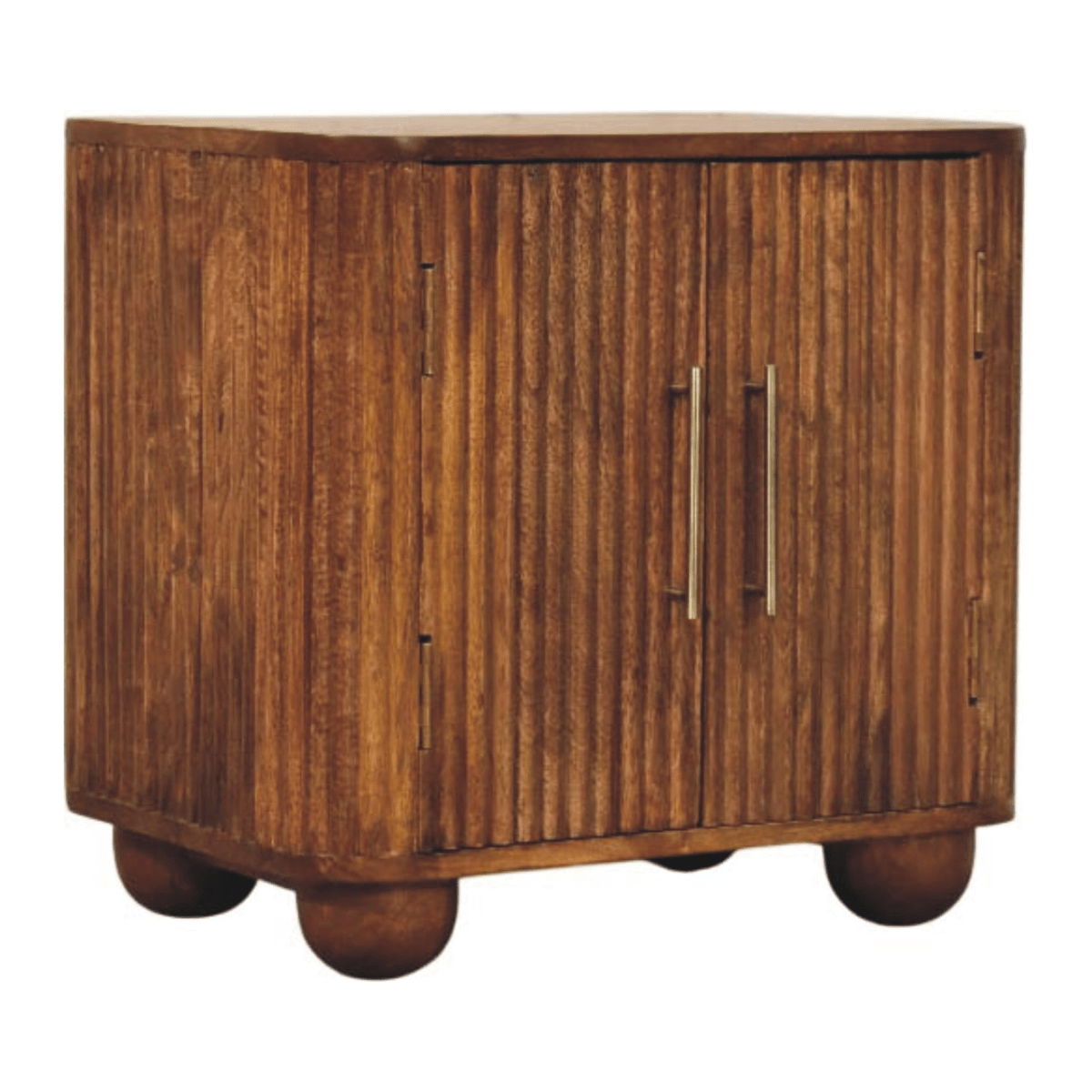 Artisan Furniture Solid Wood Solis Fluted Mini Sideboard, 2 Doors, 2 Shelves, Beige | Luxury Home Accessories | Heulog Glow