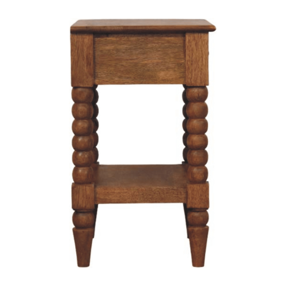 Artisan Furniture Solid Wood Spindle Bedside, 1 Drawer, 1 Shelf, Brown | Luxury Home Accessories | Heulog Glow