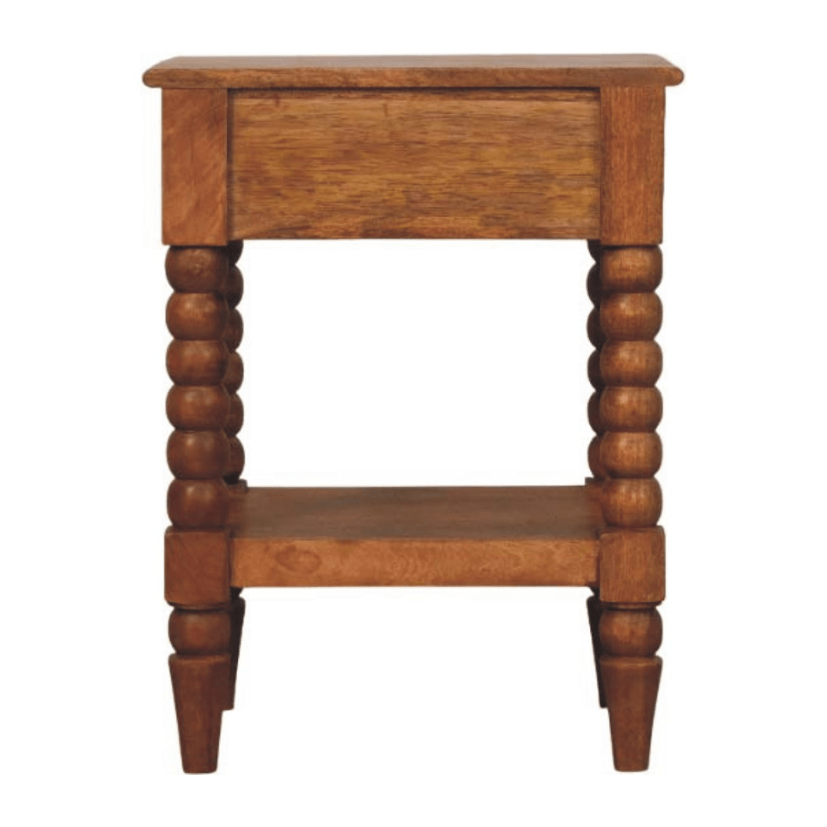 Artisan Furniture Solid Wood Spindle Bedside, 1 Drawer, 1 Shelf, Brown | Luxury Home Accessories | Heulog Glow