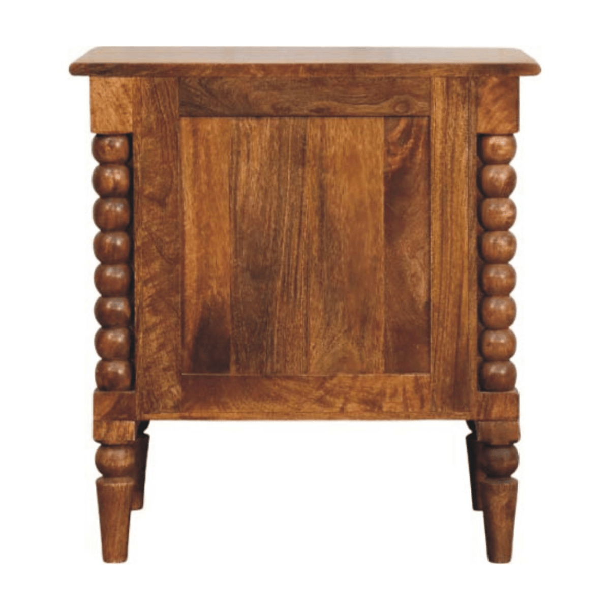 Artisan Furniture Solid Wood Spindle Leg Amber Oak Nightstand, 2 Drawers, Brown | Luxury Home Accessories | Heulog Glow