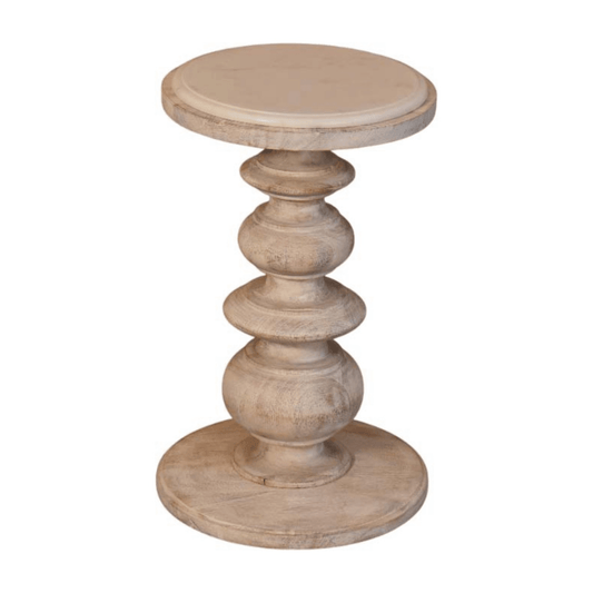 Artisan Furniture Solid Wood The Bellis Marble Accent Table, Beige | Luxury Home Accessories | Heulog Glow