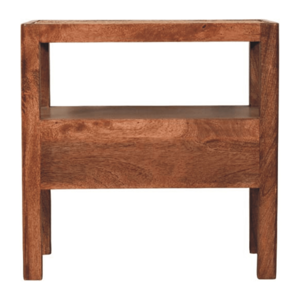Artisan Furniture Solid Wood The Caldera Bedside Stand, 1 Drawer, 1 Shelf, Brown | Luxury Home Accessories | Heulog Glow