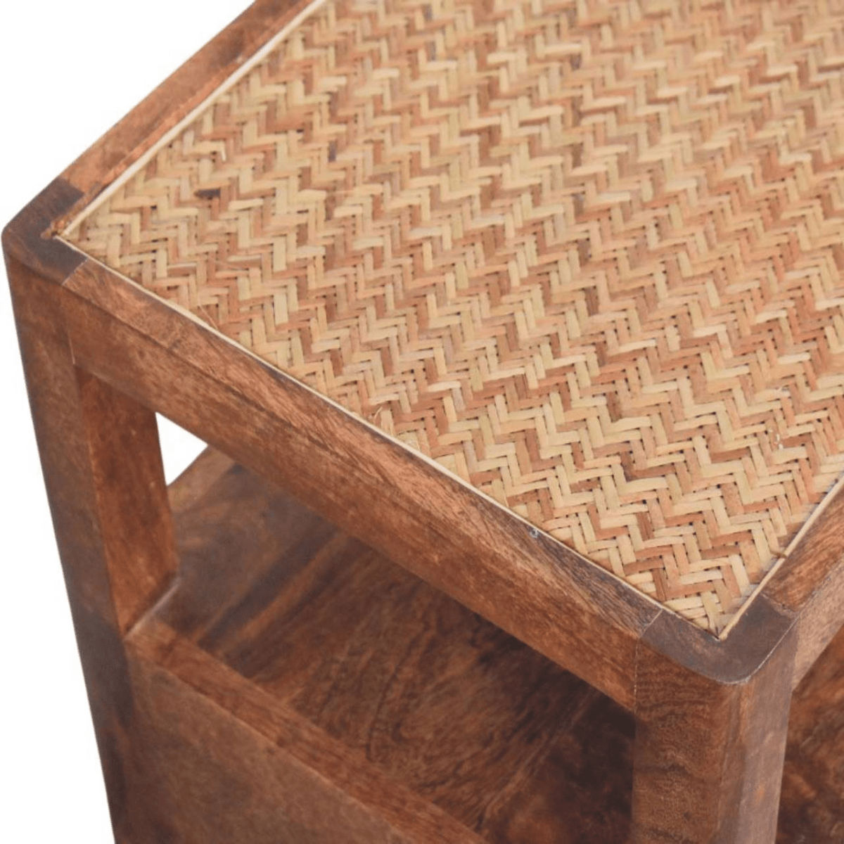 Artisan Furniture Solid Wood The Caldera Bedside Stand, 1 Drawer, 1 Shelf, Brown | Luxury Home Accessories | Heulog Glow