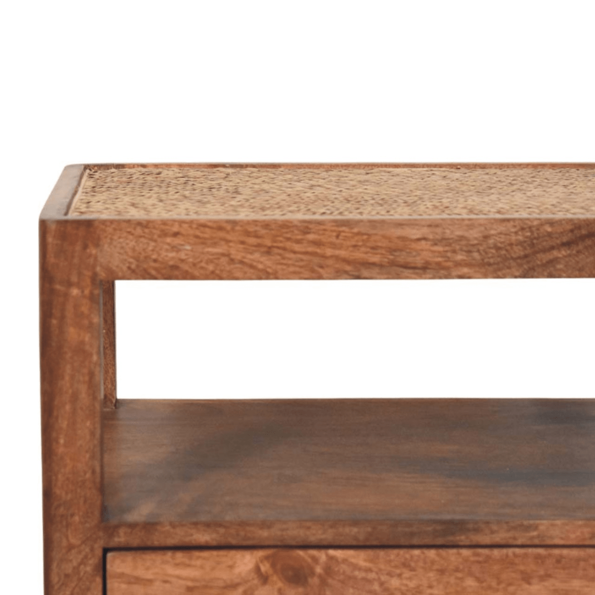 Artisan Furniture Solid Wood The Caldera Bedside Stand, 1 Drawer, 1 Shelf, Brown | Luxury Home Accessories | Heulog Glow