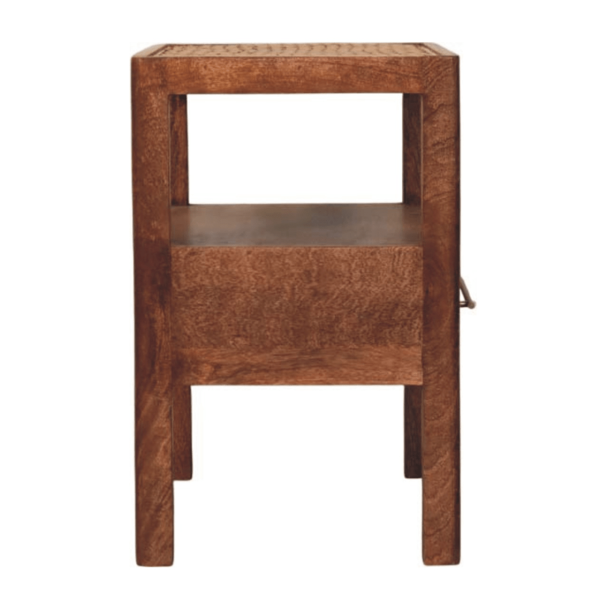 Artisan Furniture Solid Wood The Caldera Bedside Stand, 1 Drawer, 1 Shelf, Brown | Luxury Home Accessories | Heulog Glow