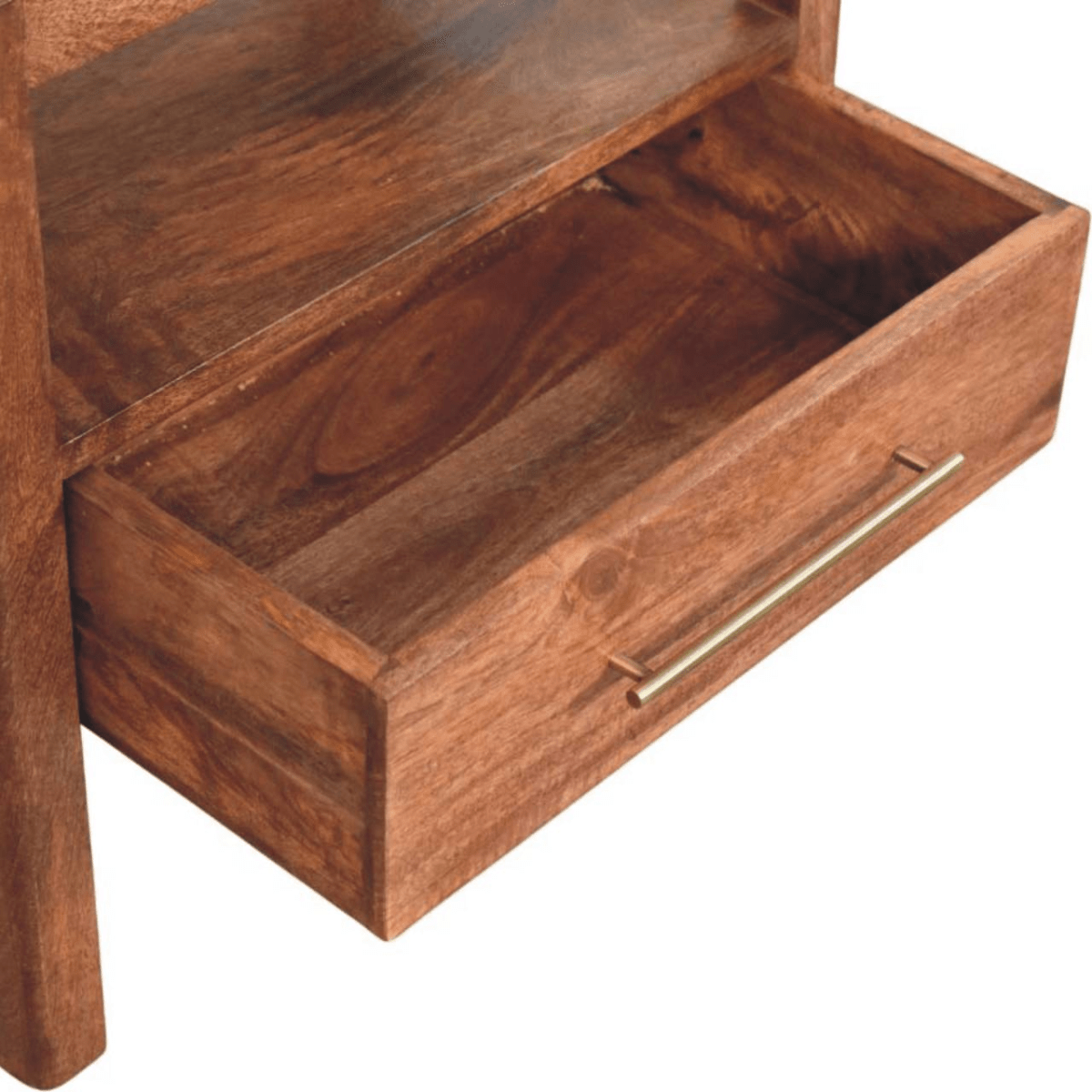 Artisan Furniture Solid Wood The Caldera Bedside Stand, 1 Drawer, 1 Shelf, Brown | Luxury Home Accessories | Heulog Glow