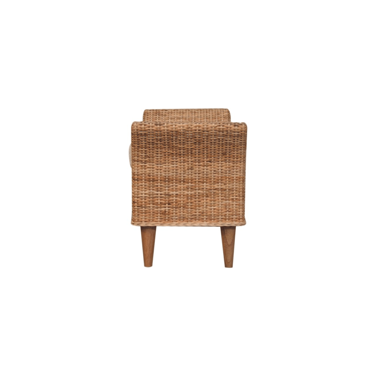 Artisan Furniture Solid Wood Upholstered Riviera Woven Bench, Cream & Beige | Luxury Home Accessories | Heulog Glow