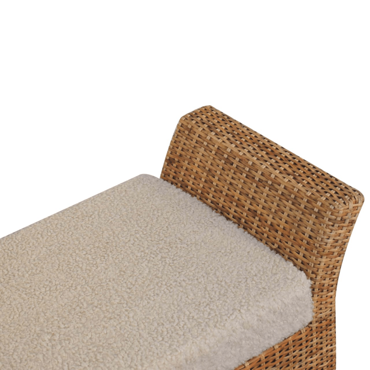 Artisan Furniture Solid Wood Upholstered Riviera Woven Bench, Cream & Beige | Luxury Home Accessories | Heulog Glow