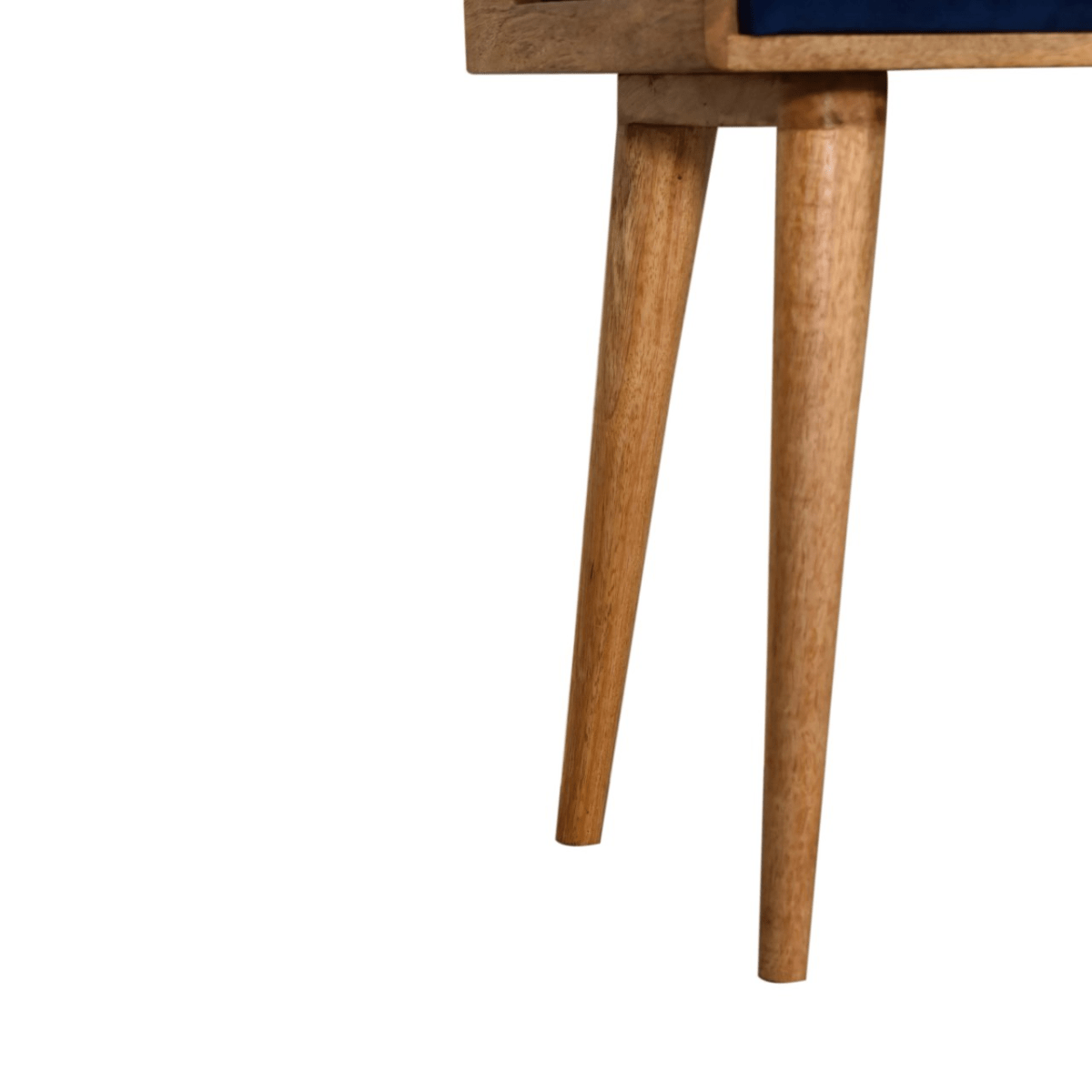 Artisan Furniture Solid Wood Upholstered Royal Blue Velvet Tray Footstool, Beige | Luxury Home Accessories | Heulog Glow