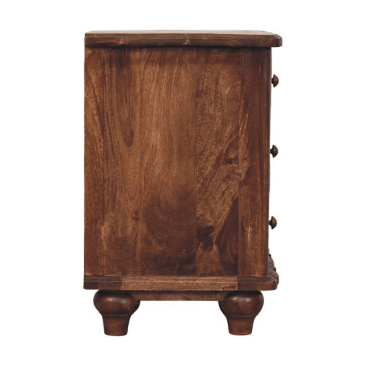 Artisan Furniture Solid Wood Valencia Bedside, 3 Drawers, Brown | Luxury Home Accessories | Heulog Glow