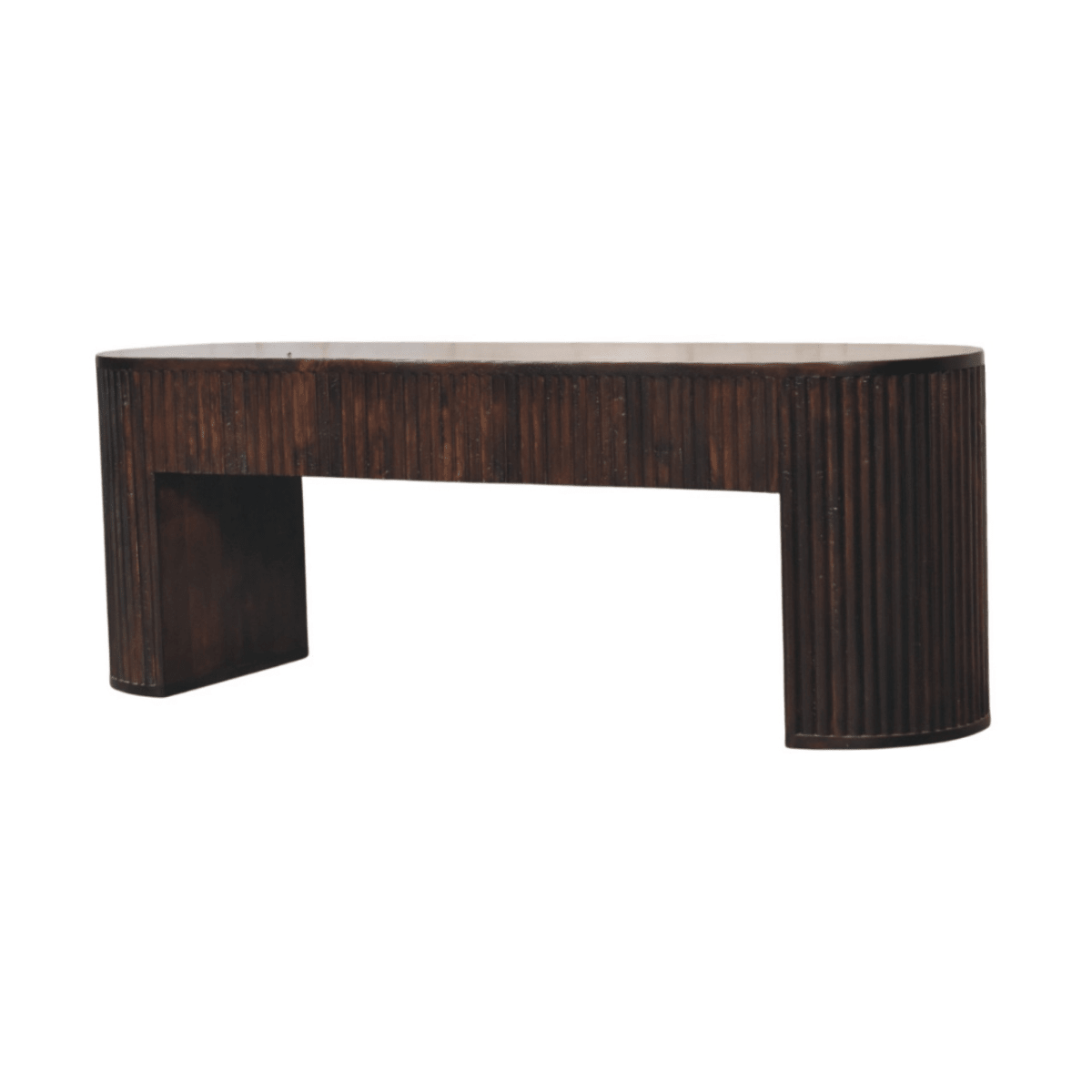 Artisan Furniture Solid Wood Velvet Mocha Fluted Bench, Dark Brown | Luxury Home Accessories | Heulog Glow