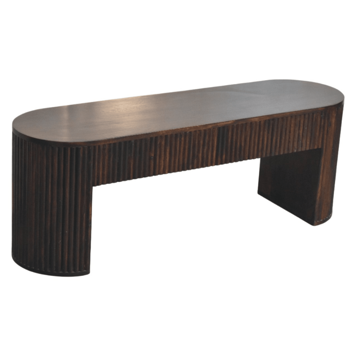 Artisan Furniture Solid Wood Velvet Mocha Fluted Bench, Dark Brown | Luxury Home Accessories | Heulog Glow