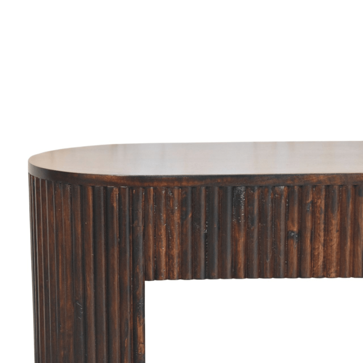 Artisan Furniture Solid Wood Velvet Mocha Fluted Bench, Dark Brown | Luxury Home Accessories | Heulog Glow