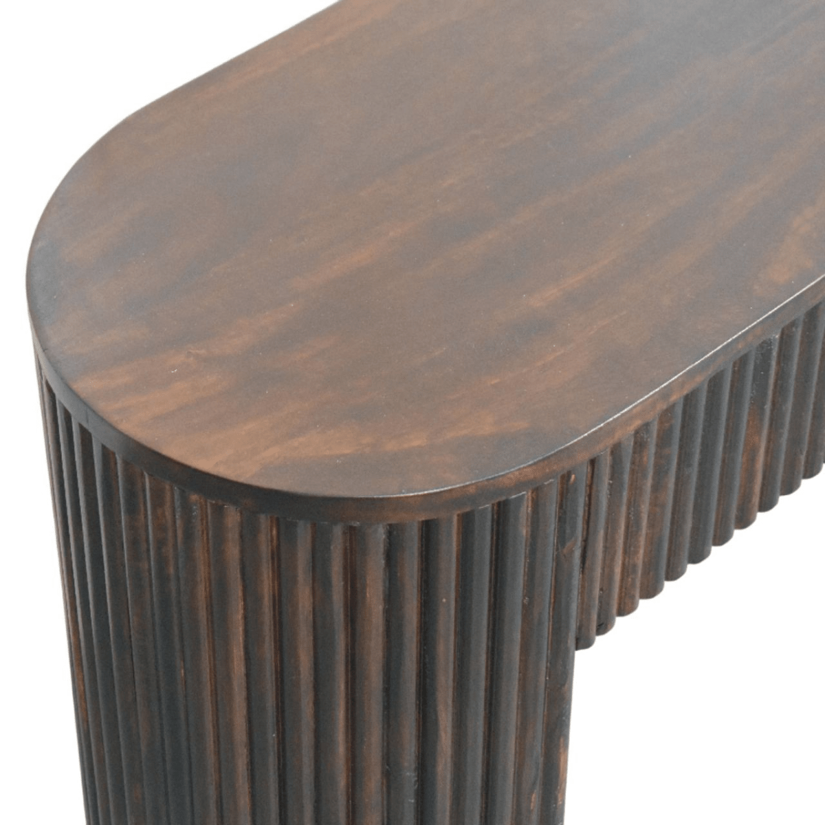 Artisan Furniture Solid Wood Velvet Mocha Fluted Bench, Dark Brown | Luxury Home Accessories | Heulog Glow