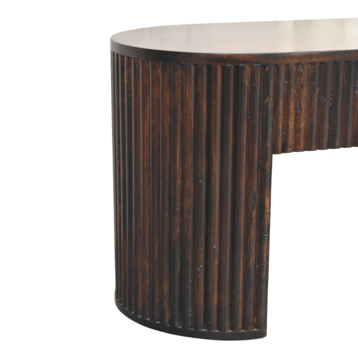 Artisan Furniture Solid Wood Velvet Mocha Fluted Bench, Dark Brown | Luxury Home Accessories | Heulog Glow