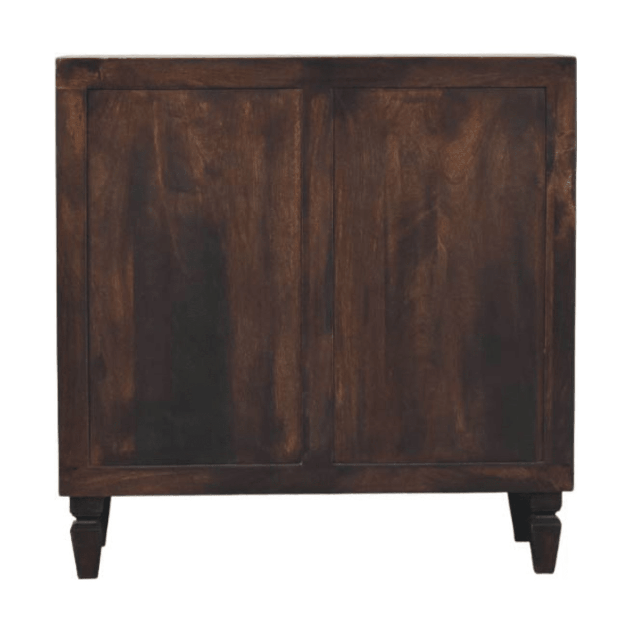 Artisan Furniture Solid Wood Vesta Textured Cabinet, 2 Doors, 2 Shelves, Dark Brown | Luxury Home Accessories | Heulog Glow