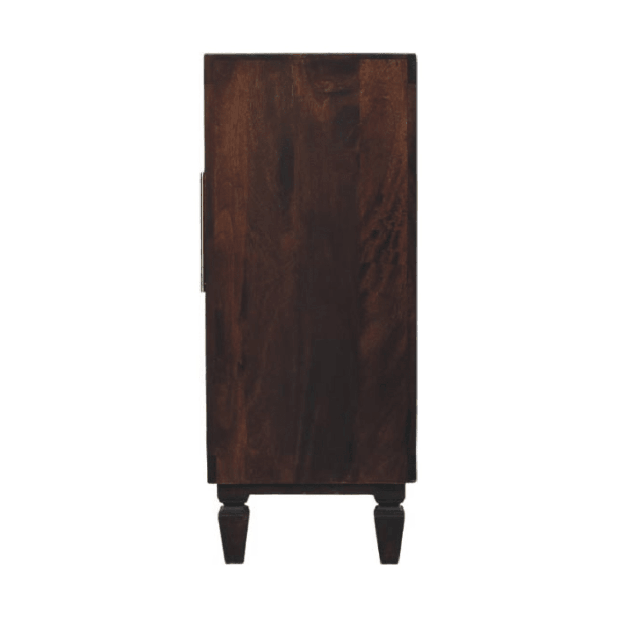Artisan Furniture Solid Wood Vesta Textured Cabinet, 2 Doors, 2 Shelves, Dark Brown | Luxury Home Accessories | Heulog Glow