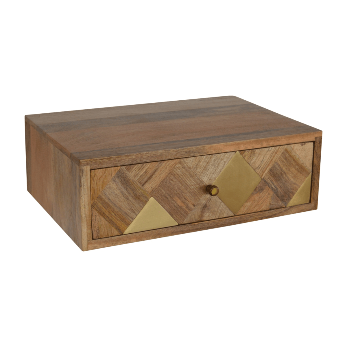 Artisan Furniture Solid Wood Wall Mounted Brass Inlay Bedside | Luxury Home Accessories | Heulog Glow
