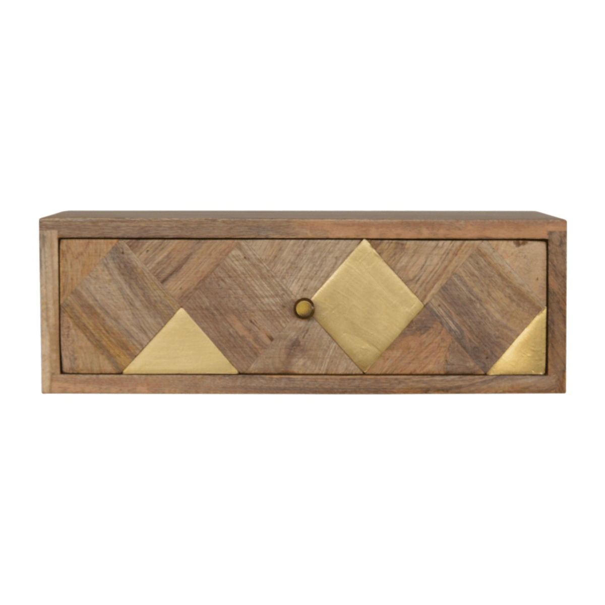 Artisan Furniture Solid Wood Wall Mounted Brass Inlay Bedside | Luxury Home Accessories | Heulog Glow