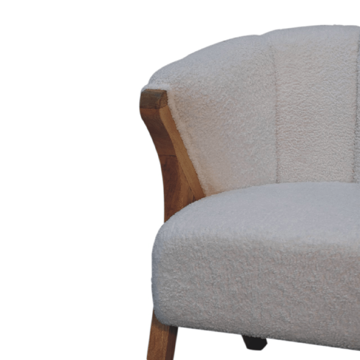 Artisan Furniture Solid Wood White Boucle Minimalistic Chair | Luxury Home Accessories | Heulog Glow