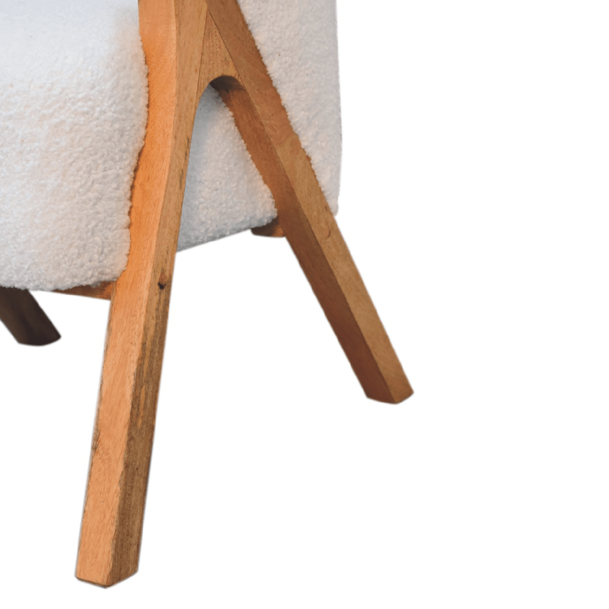 Artisan Furniture Solid Wood White Boucle Minimalistic Chair | Luxury Home Accessories | Heulog Glow