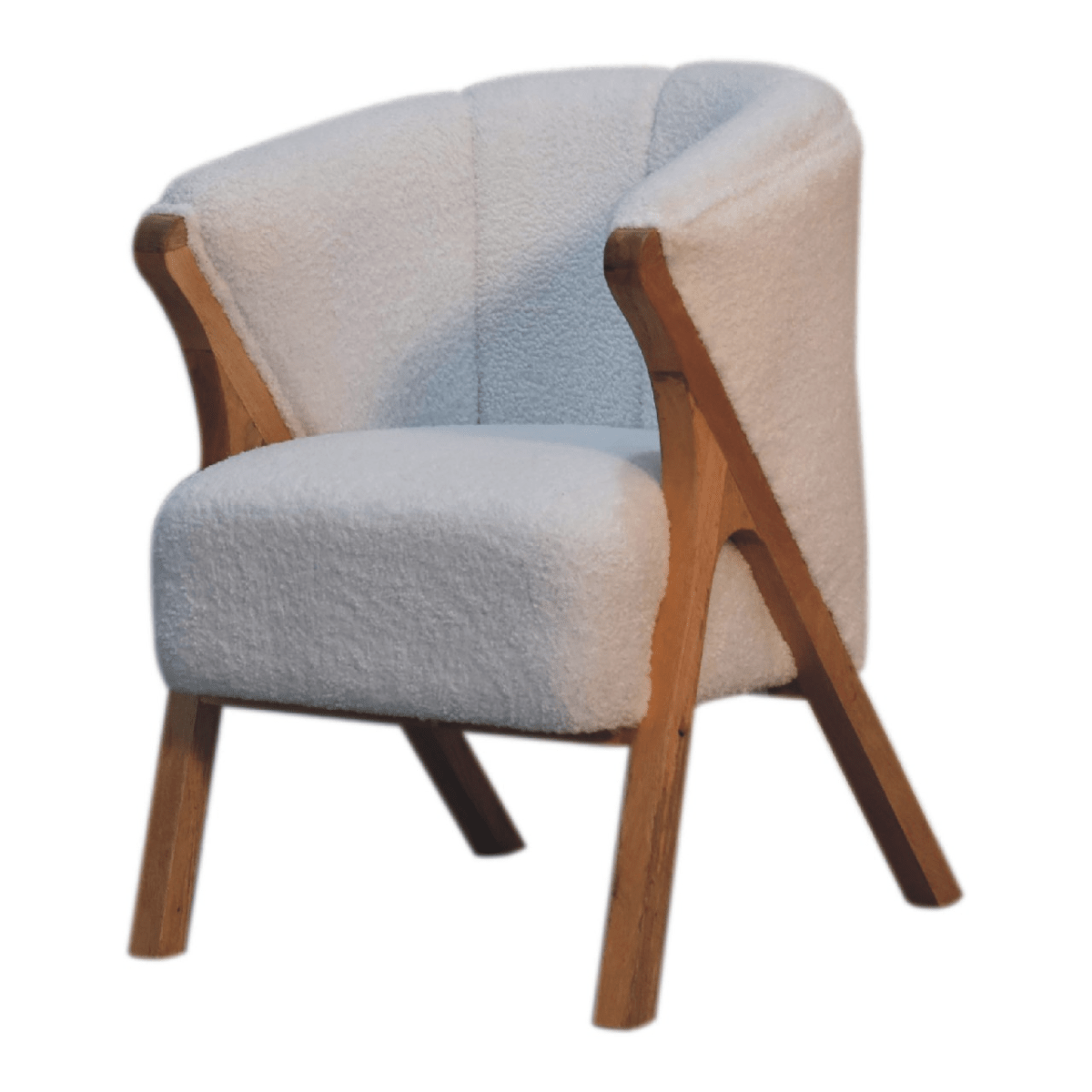 Artisan Furniture Solid Wood White Boucle Minimalistic Chair | Luxury Home Accessories | Heulog Glow