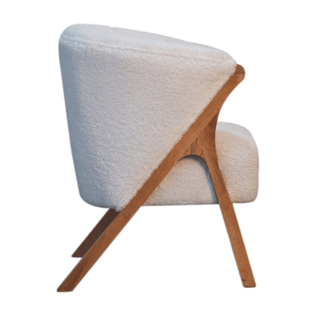 Artisan Furniture Solid Wood White Boucle Minimalistic Chair | Luxury Home Accessories | Heulog Glow