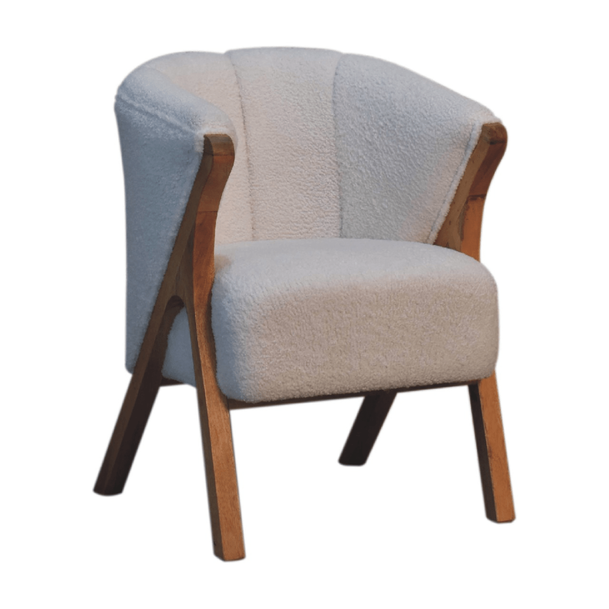 Artisan Furniture Solid Wood White Boucle Minimalistic Chair | Luxury Home Accessories | Heulog Glow
