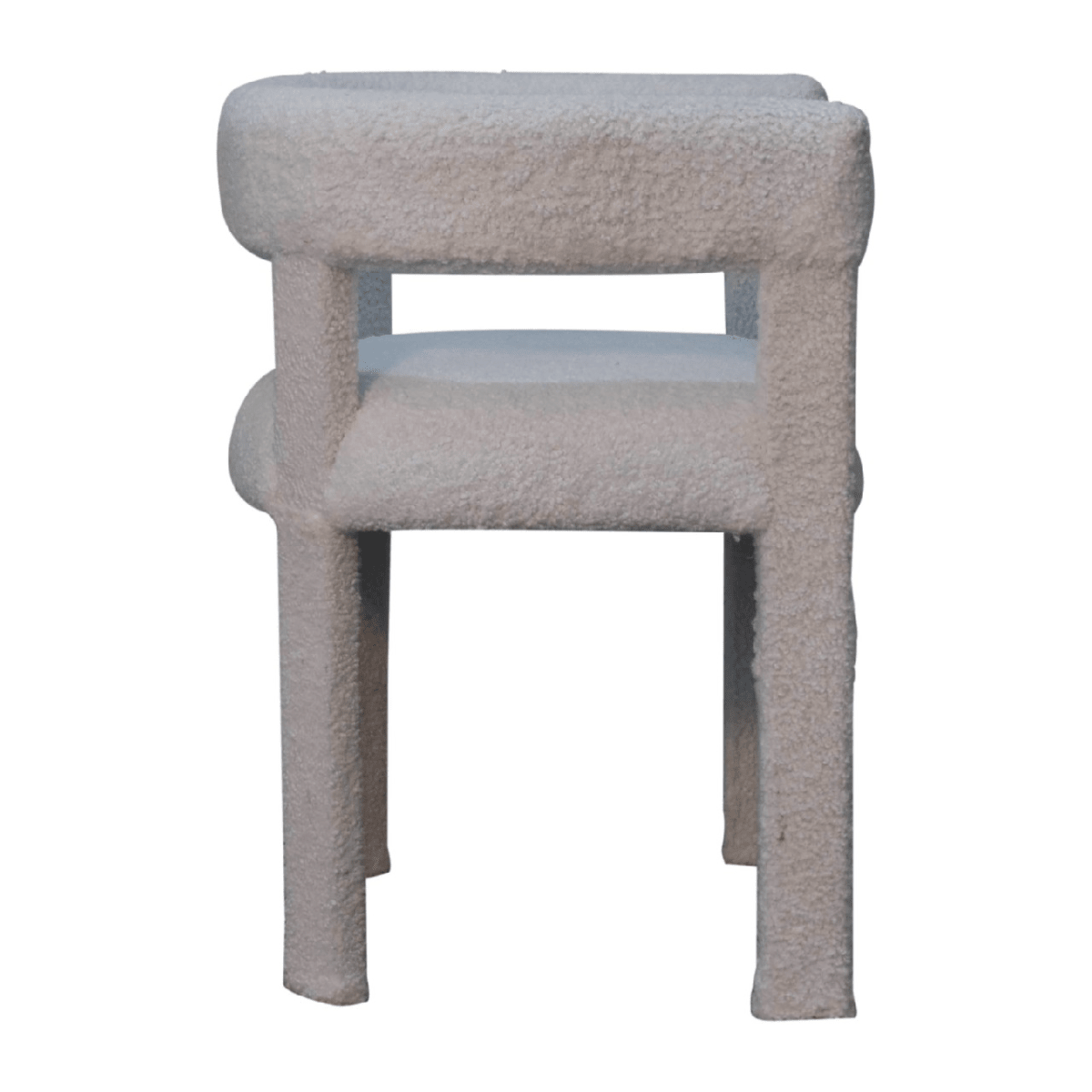 Artisan Furniture Solid Wood White Boucle Occasional Chair | Luxury Home Accessories | Heulog Glow