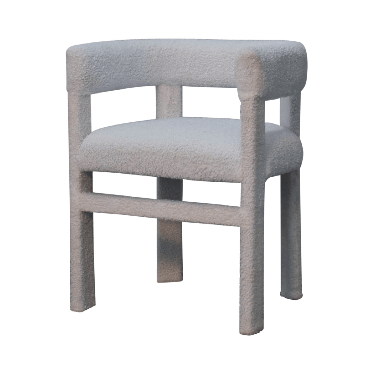 Artisan Furniture Solid Wood White Boucle Occasional Chair | Luxury Home Accessories | Heulog Glow