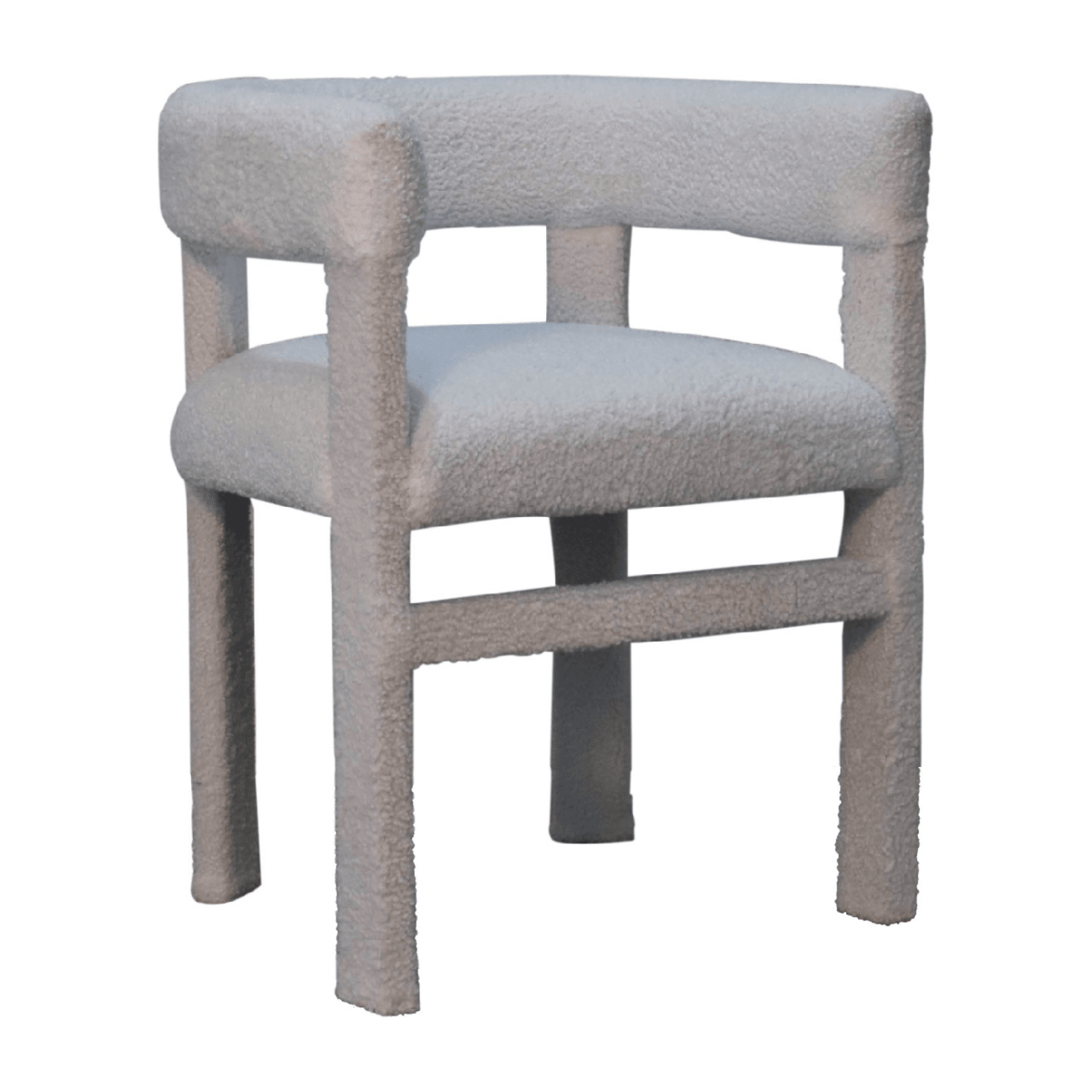 Artisan Furniture Solid Wood White Boucle Occasional Chair | Luxury Home Accessories | Heulog Glow