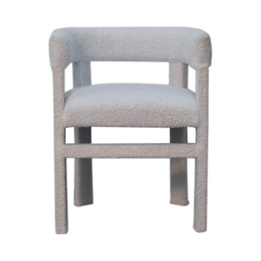 Artisan Furniture Solid Wood White Boucle Occasional Chair | Luxury Home Accessories | Heulog Glow