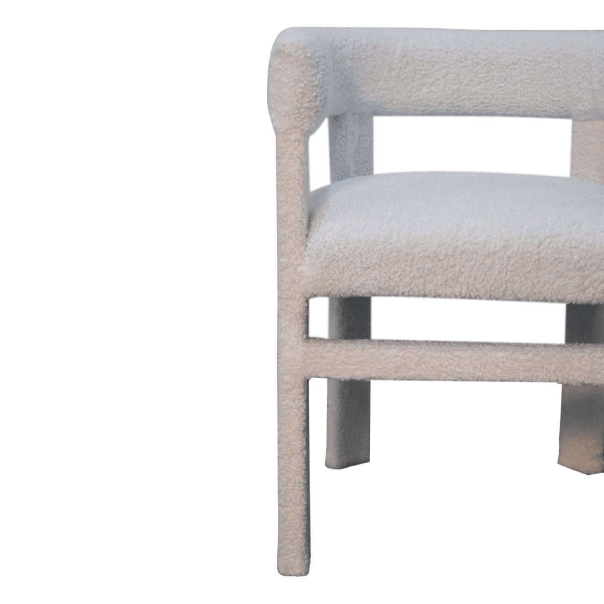 Artisan Furniture Solid Wood White Boucle Occasional Chair | Luxury Home Accessories | Heulog Glow