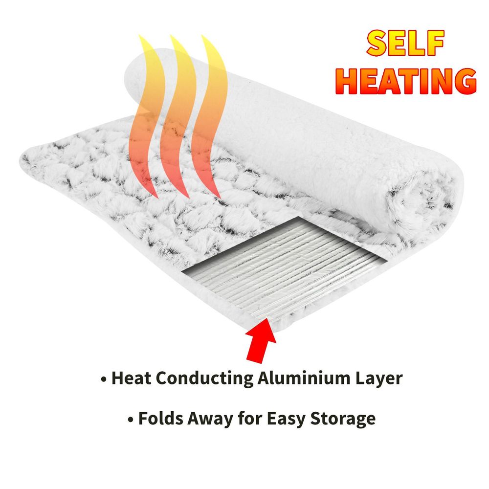 ASAB Self Heating Pet Bed - 70cm x 47cm - Safe, Spacious, and Easy to Store - Perfect for All Pets - Easily Washable | Luxury Home Accessories | Heulog Glow