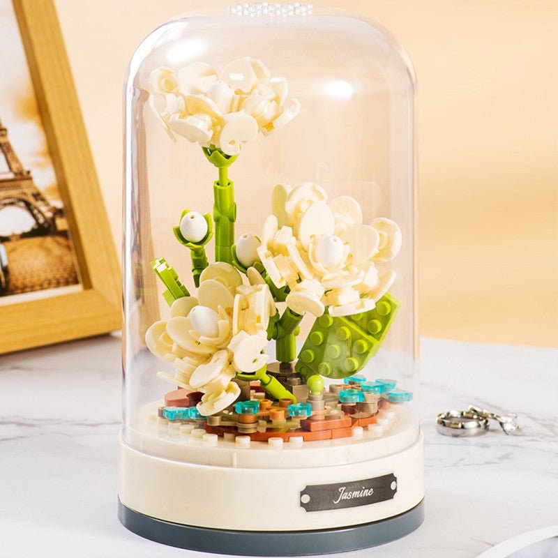 Assembled Building Blocks Flower Rose Holding Valentine's Day Gift | Luxury Home Accessories | Heulog Glow