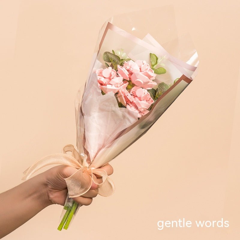 Assembled Building Blocks Flower Rose Holding Valentine's Day Gift | Luxury Home Accessories | Heulog Glow