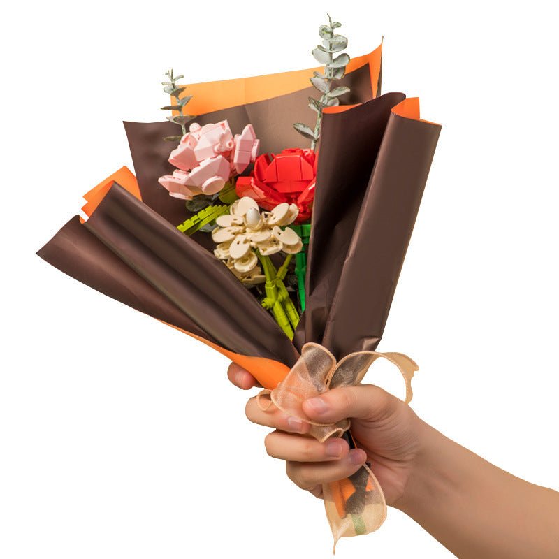 Assembled Building Blocks Flower Rose Holding Valentine's Day Gift | Luxury Home Accessories | Heulog Glow