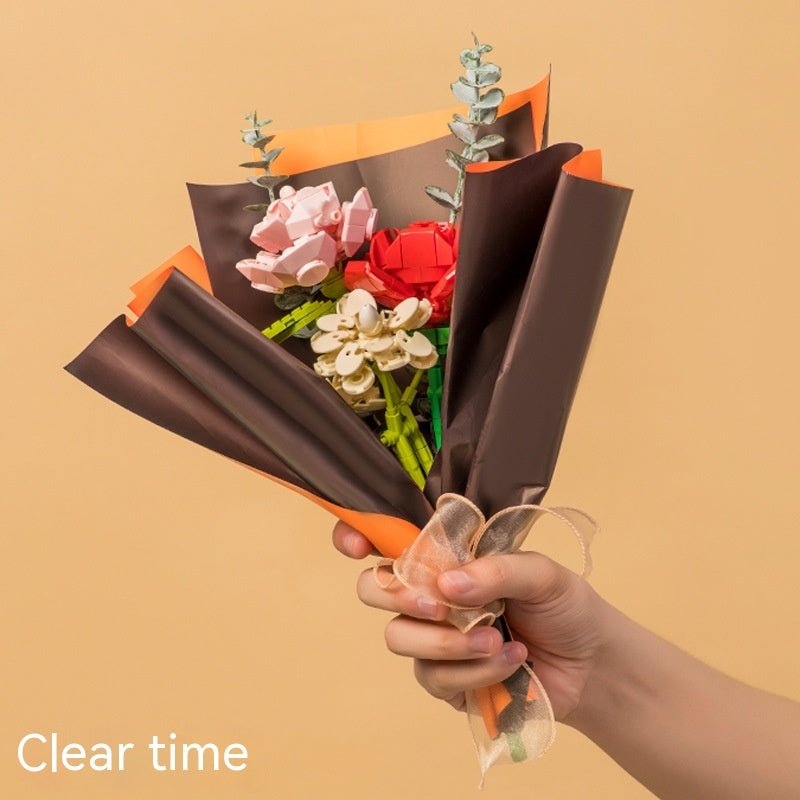 Assembled Building Blocks Flower Rose Holding Valentine's Day Gift | Luxury Home Accessories | Heulog Glow