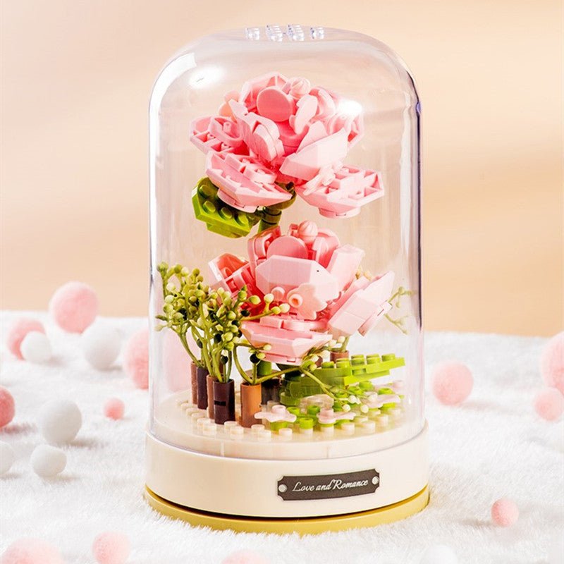 Assembled Building Blocks Flower Rose Holding Valentine's Day Gift | Luxury Home Accessories | Heulog Glow
