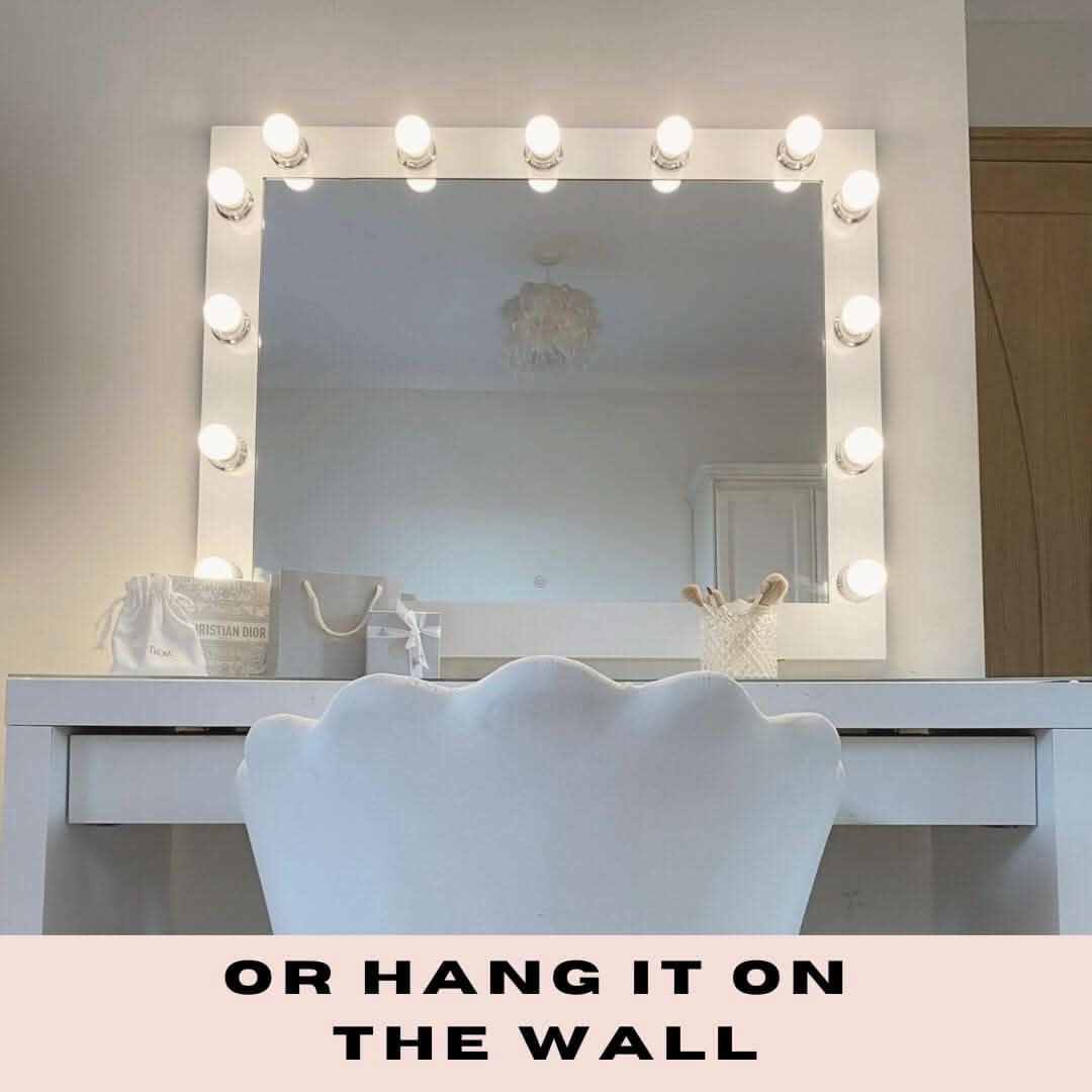 Audrey Hollywood Mirror White 100x80cm | Luxury Home Accessories | Heulog Glow