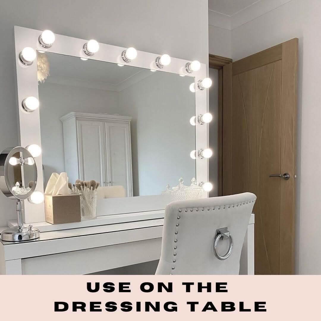 Audrey Hollywood Mirror White 100x80cm | Luxury Home Accessories | Heulog Glow